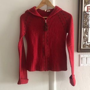 ANTHROPOLOGIE | Women’s Moth red hooded wool sweater
